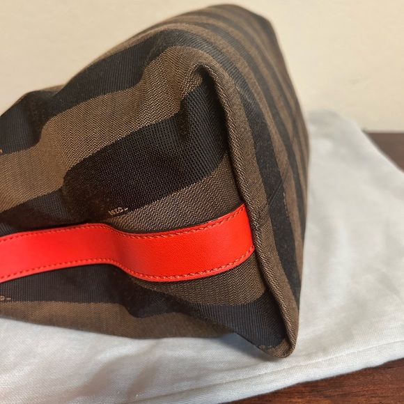 Fendi small pepuin stripe canvas and red leather - Picture 4 of 10